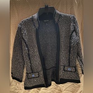 White House Black Market Black and white tweed sweater jacket, size xs
